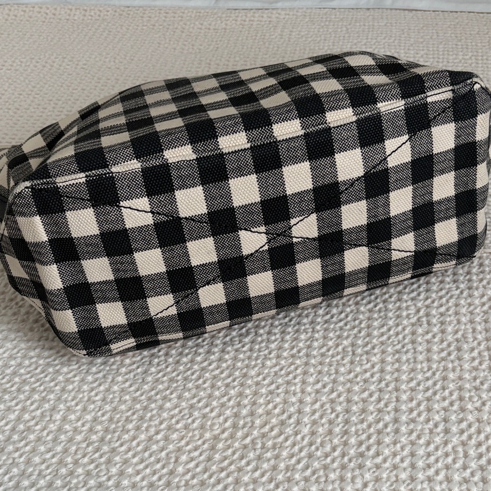 Coach summer picnic Black and White Woven Canvas Checkered Tote Bag - Picture 5 of 9